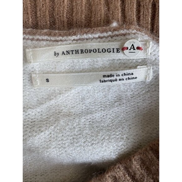 ANTHROPOLOGIE | Rebekah Tan And Cream Striped Tunic Sweater Size Small - Picture 4 of 5